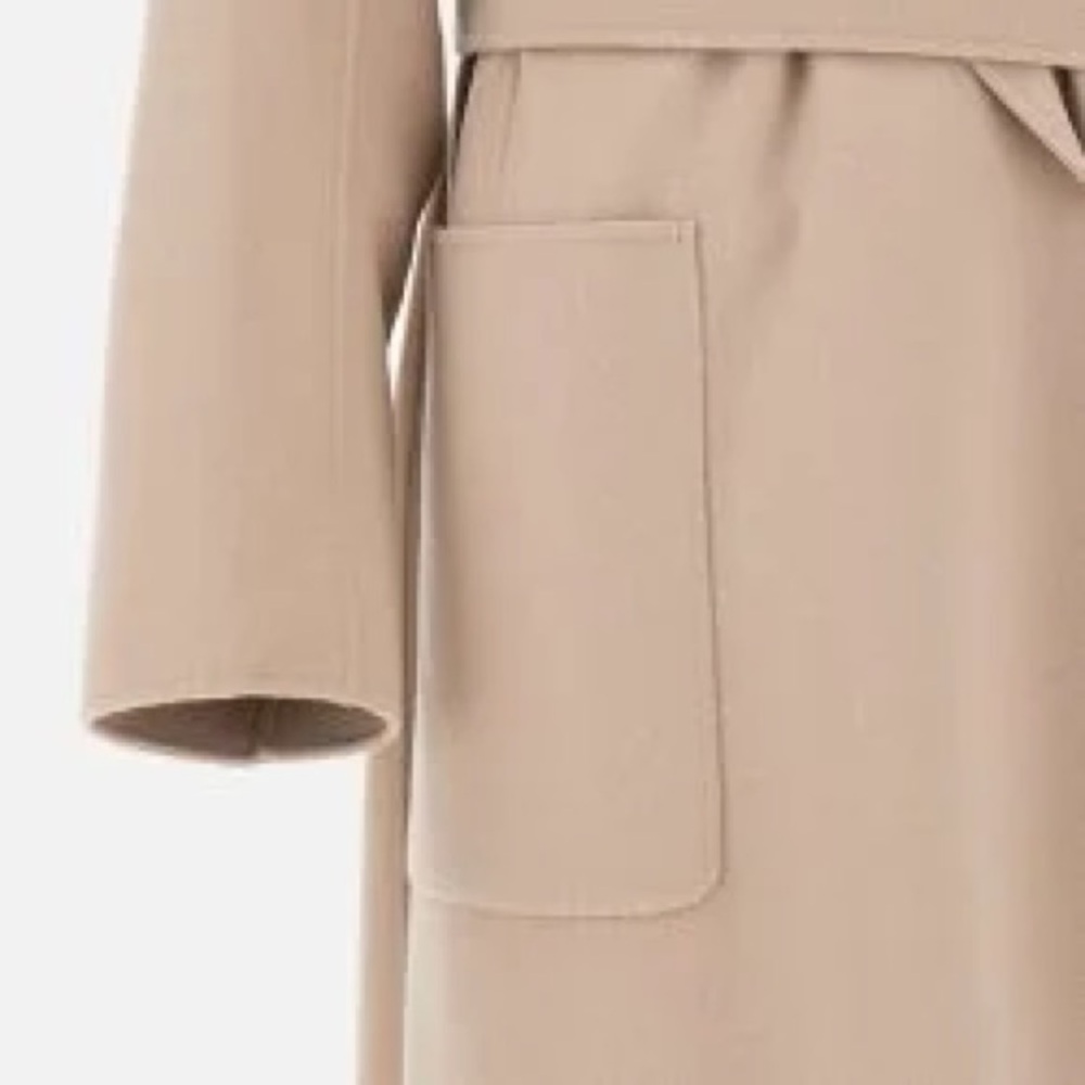 NWT ‘S Max Mara ‘Priscilla’ Sand Midi Wrap 100% Virgin Wool Coat Size: M/L Fall - Picture 8 of 9